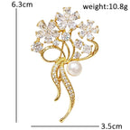 Sparkling Flower Bouquet with Pearlescent Drop Brooch