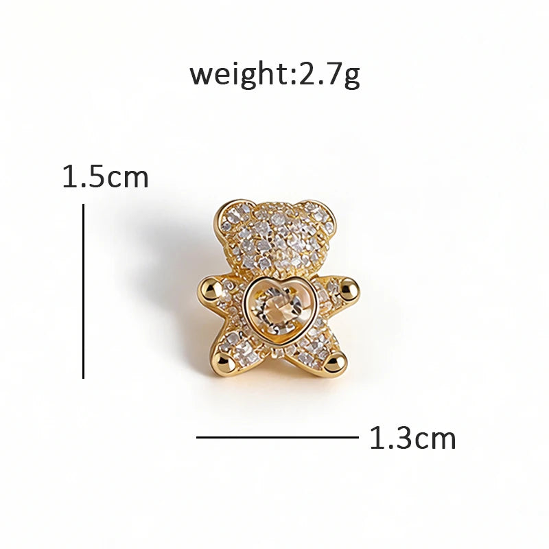 Petite Flower and Teddy Bear Collar Brooch