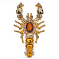 Jeweled Lobster with Faceted Stones Brooch — Yellow
