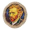 Van Gogh Portrait with Sparkling Oval Frame Brooch