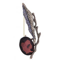 Jeweled Feather with Faceted Drop Brooch — Burgundy