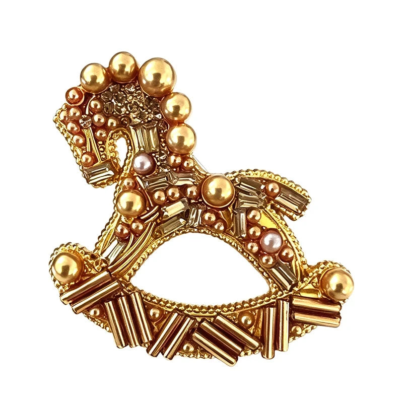 Jeweled Rocking Horse Brooch original white background product photo