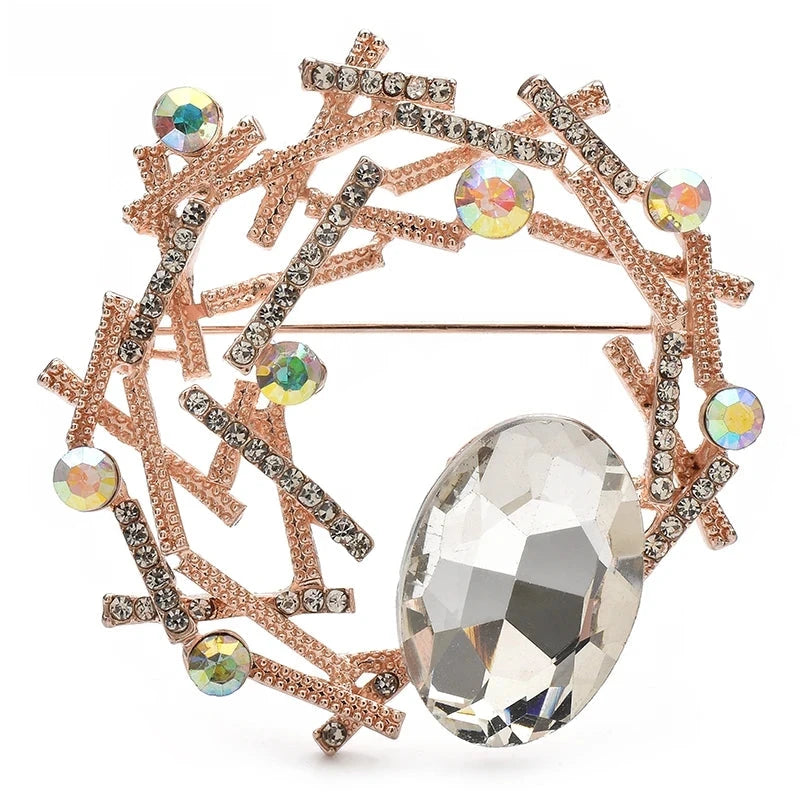 Geometric Branch Wreath with Faceted Oval Brooch product variant photo