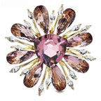 Jeweled Daisy Flower with Purple Center Brooch — Purple & Champagne