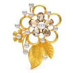 Golden Openwork Flower with Leaf Cluster Brooch product variant photo