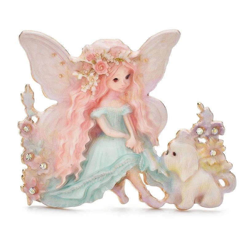 Butterfly Fairy with Cat and Flowers Brooch original variant product photo