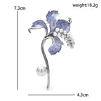 Enamel Ruffled Flower with Pearl-Look Beads Brooch — dimensions