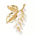 Pearlescent Berry Spray with Two Leaves Brooch