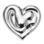 Sculptural Heart Stainless Steel Brooch — Silver