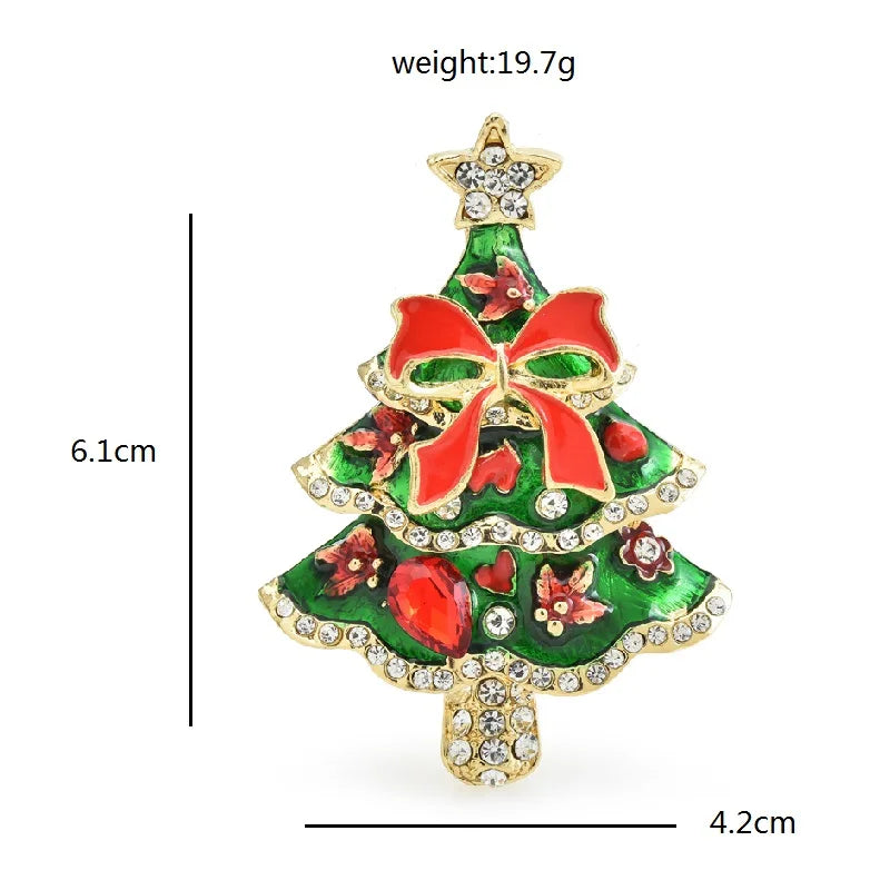 Enamel Christmas Tree with Bow Brooch dimensions and weight