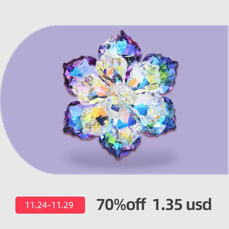 Layered Faceted Glass Flower Brooch