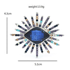 Faceted Eye with Radiating Rhinestone Rays Brooch — dimensions