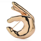 OK Hand Gesture Brooch — Gold