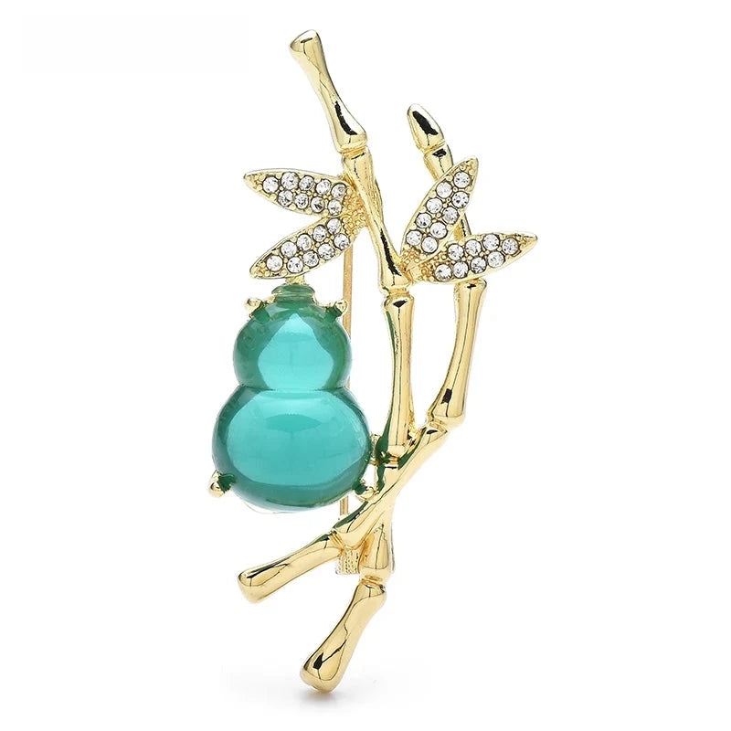 Green Gourd and Bamboo Brooch — Green Gourd