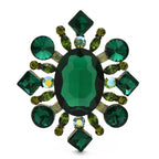 Vintage-Style Oval Faceted Stone Brooch — Green