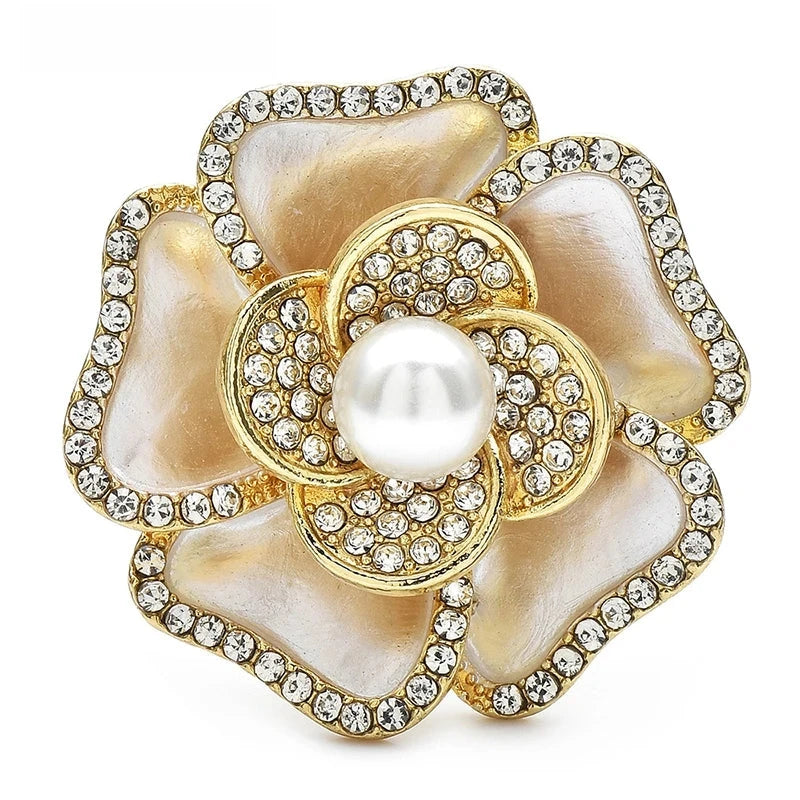 Pearl-Look Peony Flower Brooch — Pearl-Look Peony