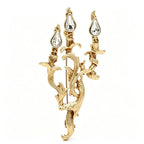 Vintage-Style Jeweled Candelabra Brooch — Satin Gold