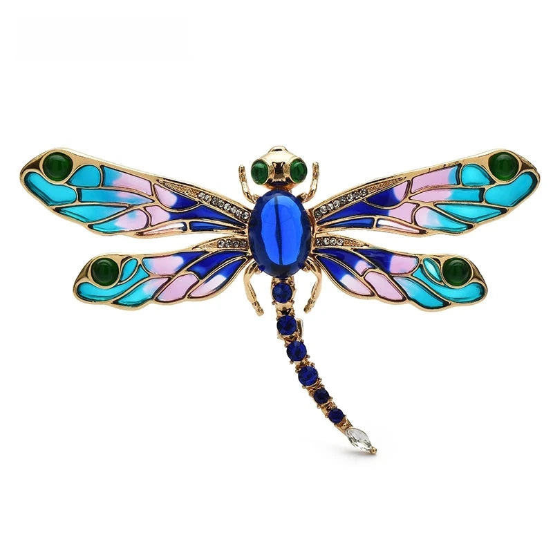 Enamel Dragonfly with Faceted Body and Patterned Wings Brooch original variant product photo