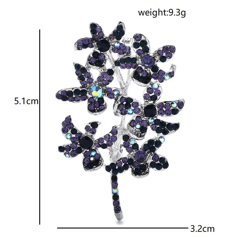 Jeweled Berry Sprig Brooch — dimensions