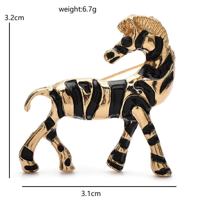 Striped Enamel Zebra Brooch dimensions and weight
