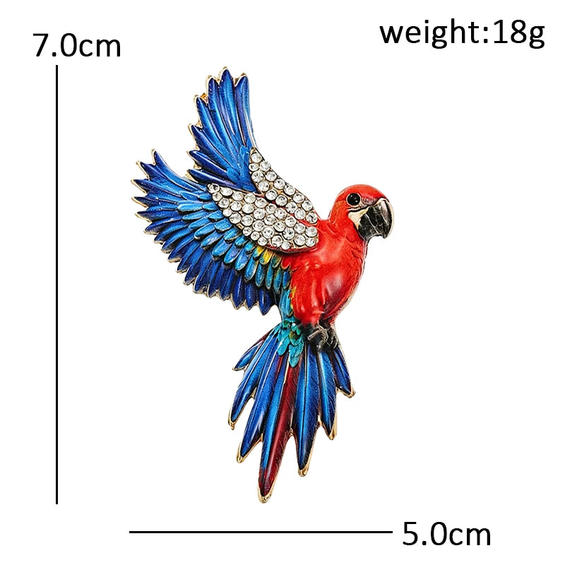 Flying Parrot with Sparkling Wings Brooch
