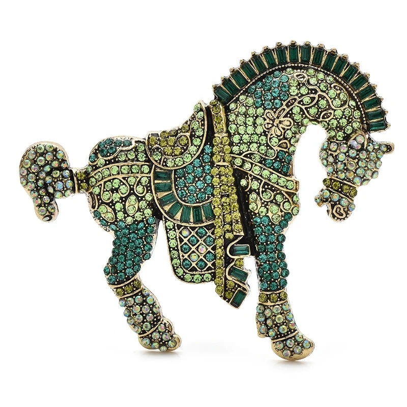 Ornate Rhinestone Horse with Decorative Saddle Brooch product variant photo