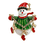 Snowman with Christmas Stocking Charms Brooch original white background product photo