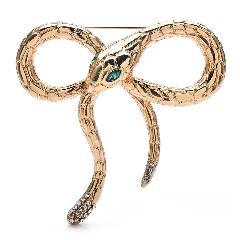 Looped Snake Bow Brooch — Gold