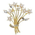 Pearl-Look Flower Bouquet Brooch — Gold