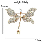 Rhinestone Dragonfly with Long Tail Brooch