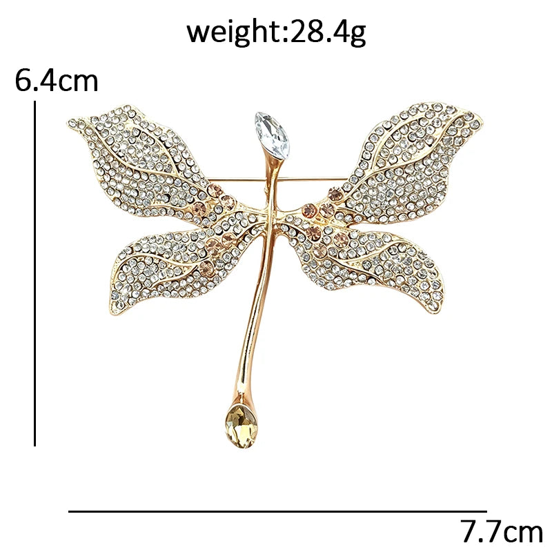 Rhinestone Dragonfly with Long Tail Brooch