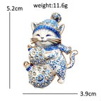 Christmas Kitten with Oversized Baubles Brooch