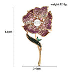 Pearl-Look Begonia Flower Brooch — dimensions