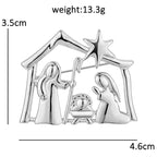 Minimal Nativity Scene with Star Brooch