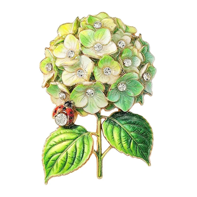 Hydrangea Flower with Ladybug Brooch original white background product photo