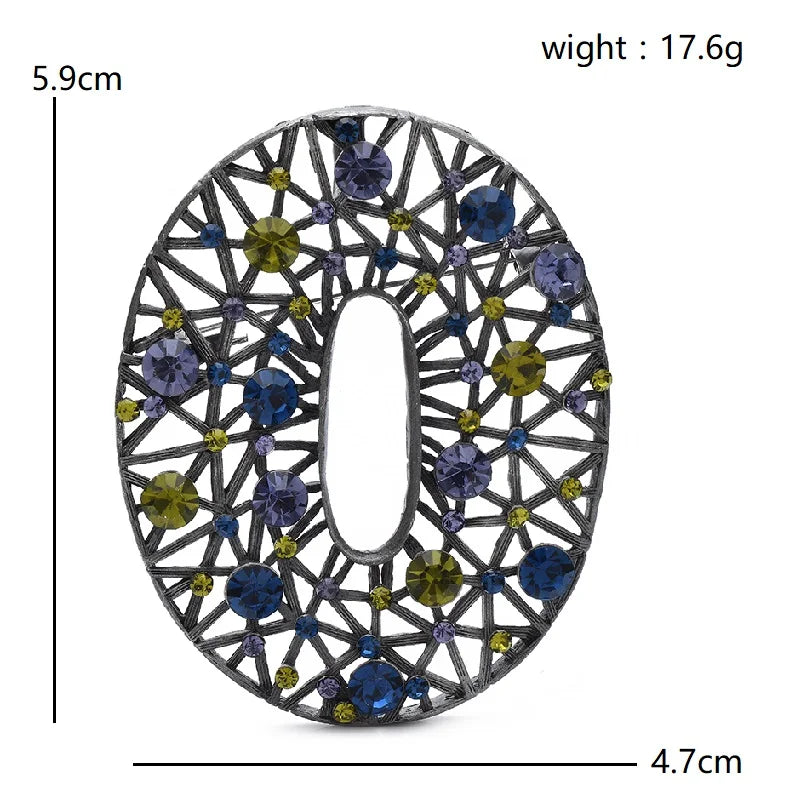 Oval Lattice with Faceted Stones Brooch — dimensions