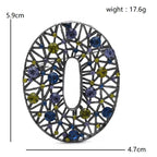 Oval Lattice with Faceted Stones Brooch — dimensions