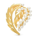 Curved Leaf and Pearlescent Spray Brooch original white background product photo