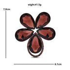 Large Five-Petal Faceted Flower Brooch dimensions and weight