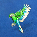 Enamel Hummingbird in Flight Brooch