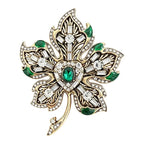 Vintage Baguette Faceted Maple Leaf Brooch original white background product photo