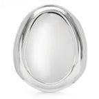 Polished Oval with Raised Rim Brooch — Silver