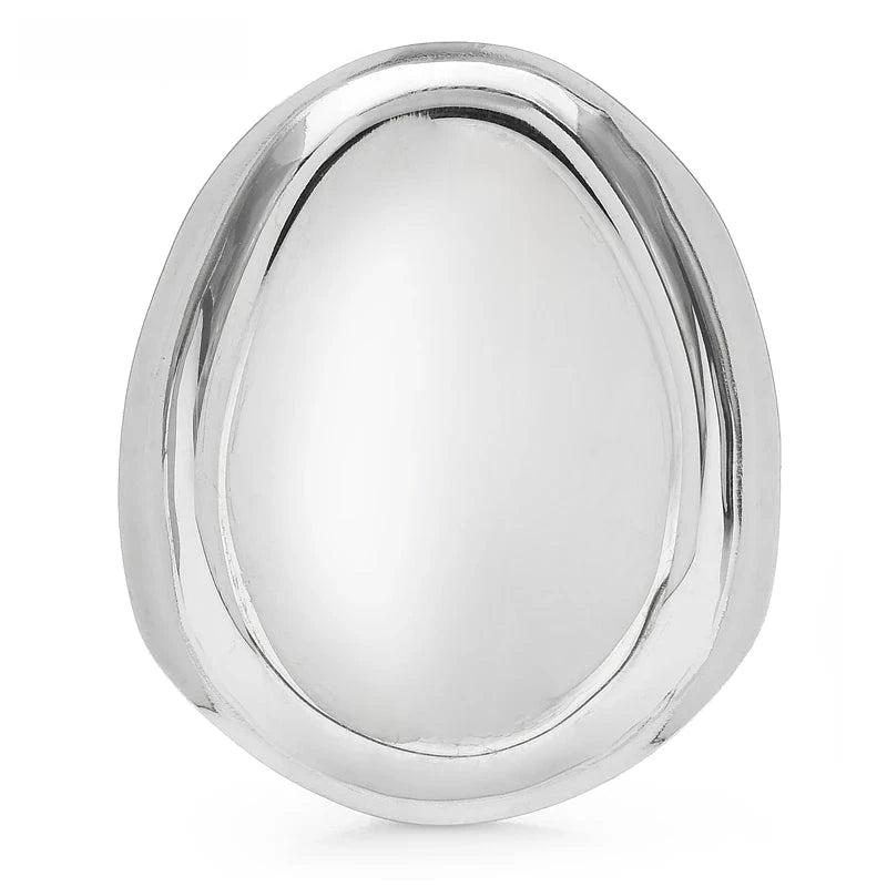 Polished Oval with Raised Rim Brooch — Silver