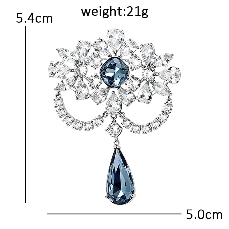 Faceted Floral Swag with Teardrop Brooch