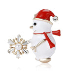 Enamel Snowman Holding a Snowflake Brooch — Snowman & Snowflake