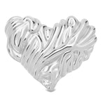 Textured Love Heart Brooch — Silver