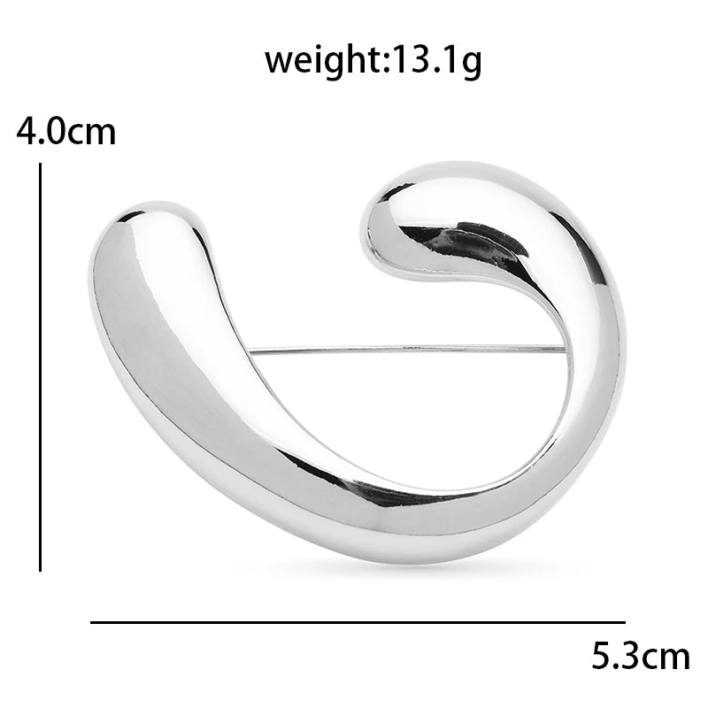 Polished Open Curve Brooch — dimensions