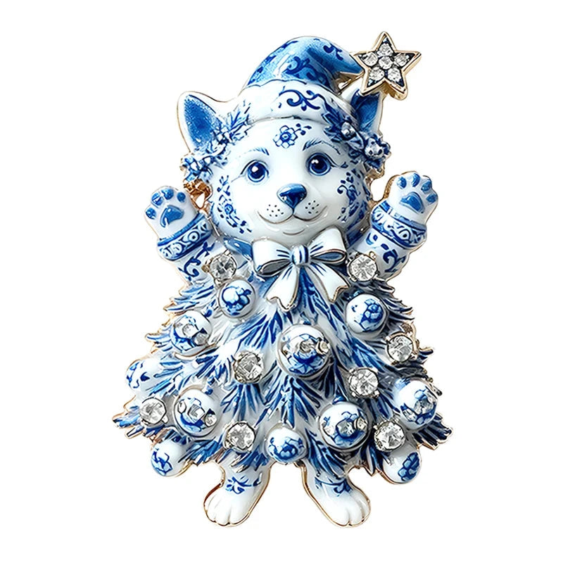 Festive Corgi Christmas Tree Brooch original white background variant photo