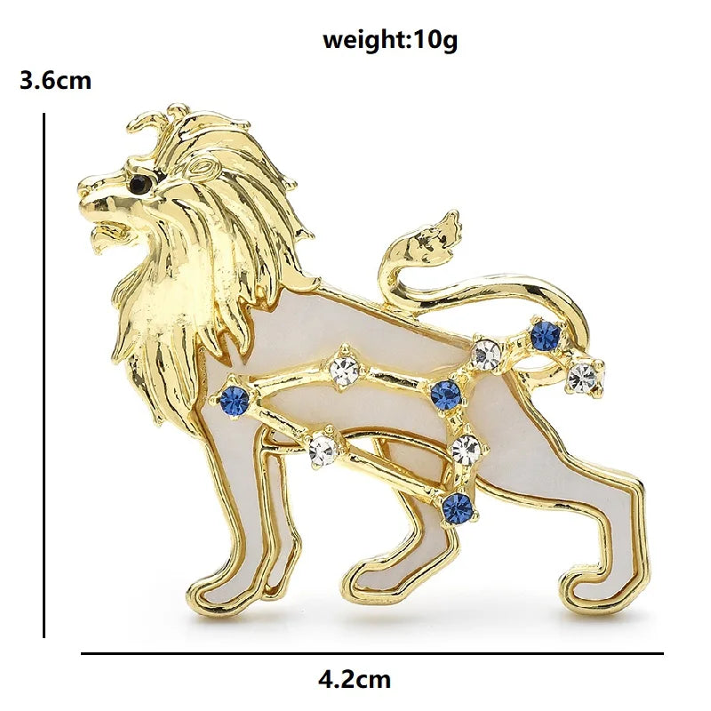 Leo Lion with Abalone-Look Inset Brooch — dimensions
