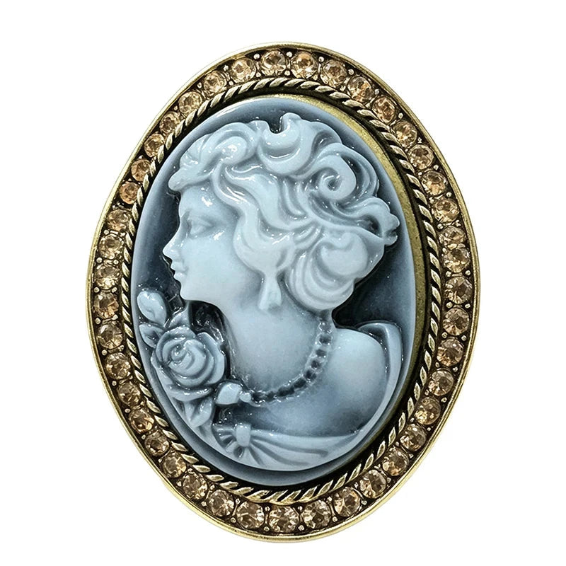 Vintage Oval Lady Cameo Brooch original white background product photo